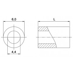 Entretoise lisse acier inoxydable Ø4,4x6mm pour vis M4