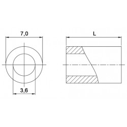 Entretoise lisse plastique polyamide PA6 Ø3,6x7mm pour vis M3.5