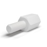 Distanziatore esagonale filettato maschio/femmina in PBT bianco M3 - chiave da 5,5 mm