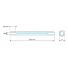 Disegno quotato 120 mm, Distanziatore esagonale filettato femmina/femmina acciaio zincato M6 - chiave da 8 mm
