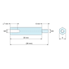 Disegno quotato 30 mm / 6 mm, Distanziatore esagonale filettato maschio/femmina acciaio zincato M3 - chiave da 6 mm