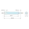 Disegno quotato 50 mm / 8 mm, Distanziatore esagonale filettato maschio/femmina acciaio zincato blu al piombo M4 - chiave da 7 mm