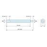 Disegno quotato 70 mm / 8 mm, Distanziatore esagonale filettato maschio/femmina acciaio zincato blu al piombo M4 - chiave da 7 mm
