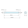 Disegno quotato 85 mm / 8 mm, Distanziatore esagonale filettato maschio/femmina acciaio zincato blu al piombo M4 - chiave da 7 mm