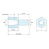 Disegno quotato 7,5 mm / 8 mm, Distanziatore esagonale filettato maschio/femmina alluminio passivato M4 - chiave da 7 mm