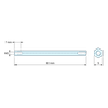 Disegno quotato 80 mm, Distanziatore esagonale filettato femmina/femmina acciaio inox M3 - chiave da 5 mm