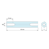 Disegno quotato 45 mm, Distanziatore esagonale filettato femmina/femmina acciaio inox M4 - chiave da 7 mm