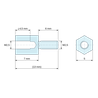 Disegno quotato 7 mm / 6 mm, Distanziatore esagonale filettato maschio/femmina acciaio inox M2,5 - chiave da 5 mm