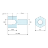 Disegno quotato 5 mm / 6 mm, Distanziatore esagonale filettato maschio/femmina acciaio inox M3 - chiave da 5,5 mm