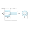 Disegno quotato 8 mm / 10 mm, Distanziatore esagonale filettato maschio/femmina acciaio inox M5 - chiave da 8 mm