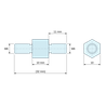 Disegno quotato 10 mm / 11 mm, Distanziatore esagonale filettato maschio/maschio acciaio inox M6 - chiave da 10 mm