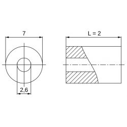 [decl 2mm] Entretoise lisse laiton Ø2,6x7mm pour vis M2