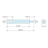 Disegno quotato 30 mm / 6 mm, Distanziatore esagonale filettato maschio/femmina ottone nichelato al piombo M2 - chiave da 4 mm