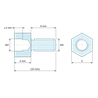 Disegno quotato 4 mm / 6 mm, Distanziatore esagonale filettato maschio/femmina ottone nichelato al piombo M3 - chiave da 5 mm