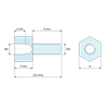 Disegno quotato 5 mm / 8 mm, Distanziatore esagonale filettato maschio/femmina ottone nichelato al piombo M3 - chiave da 6 mm