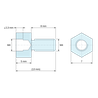 Disegno quotato 5 mm / 8 mm, Distanziatore esagonale filettato maschio/femmina ottone nichelato al piombo M4 - chiave da 7 mm