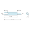 Disegno quotato 35 mm / 10 mm, Distanziatore esagonale filettato maschio/femmina ottone nichelato al piombo M4 - chiave da 7 mm