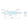 Disegno quotato 45 mm / 12 mm, Distanziatore esagonale filettato maschio/femmina ottone nichelato al piombo M6 - chiave da 10 mm