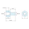 Disegno quotato 4 mm / 5 mm, Distanziatore esagonale filettato maschio/femmina ottone nichelato al piombo UNC4-40 - chiave da 5 mm