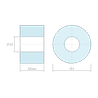 Disegno quotato 2,5 mm, Distanziatore liscio in poliammide PA6 bianco Ø1,6x4mm per vite M1