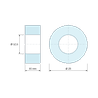 Disegno quotato 10 mm, Distanziatore liscio plastica poliammide PA6.6 Ø12,6x25mm per vite M12