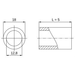 [decl 5mm] Entretoise lisse plastique polyamide PA6.6 naturel Ø12,8x18mm pour vis M16