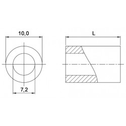 Entretoise lisse laiton nickelé Ø7,2x10mm pour vis M7