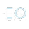 Disegno quotato 1,5 mm, Distanziatore liscio in poliammide PA6 bianco Ø2,3x3,2mm per vite M2