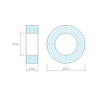 Disegno quotato 2 mm, Distanziatore liscio plastica poliammide PA6 bianco Ø3,7x6,4mm per vite M3,5