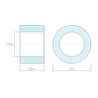 Disegno quotato 5 mm, Distanziatore liscio plastica poliammide PA6 rinforzata con fibra di vetro Ø5,2x8mm per vite M5