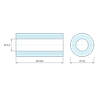 Disegno quotato 24 mm, Distanziatore liscio plastica polistirene naturale Ø6,2x12mm per vite M6