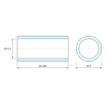 Disegno quotato 16 mm, Distanziatore liscio plastica poliammide PA6 rinforzata con fibra di vetro naturale UL94-HB Ø6,2x8mm per vite M6