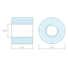 Disegno quotato 4 mm, Distanziatore tondo filettato femmina/femmina in poliammide PA6 rinforzata con fibra di vetro bianco UL94-V2 M2,5 - Ø5 mm