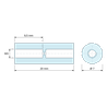 Disegno quotato 20 mm, Distanziatore tondo filettato femmina/femmina in poliammide PA6 rinforzata con fibra di vetro UL94-HB M3 - Ø7 mm