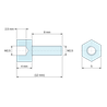 Disegno quotato 4 mm / 8 mm, Distanziatore esagonale filettato maschio/femmina in poliammide PA6.6 M2,5 - chiave da 5 mm