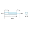 Disegno quotato 30 mm / 8 mm, Distanziatore esagonale filettato maschio/femmina in poliammide PA6.6 M2,5 - chiave da 5 mm