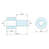 Disegno quotato 5 mm / 6 mm, Distanziatore tondo filettato maschio/femmina in poliammide PA6.6 M3 - Ø6 mm