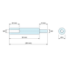 Disegno quotato 30 mm / 8 mm, Distanziatore tondo filettato maschio/femmina in poliammide PA6.6 M3 - Ø6 mm