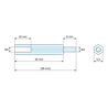 Disegno quotato 30 mm / 8 mm, Distanziatore esagonale filettato maschio/femmina in poliammide PA6.6 nero UL94-HB M3 - chiave da 5,5 mm