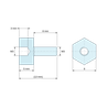 Disegno quotato 5 mm / 8 mm, Distanziatore esagonale filettato maschio/femmina in poliammide PA6.6 M3 - chiave da 8 mm