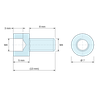 Disegno quotato 5 mm / 8 mm, Distanziatore tondo filettato maschio/femmina in poliammide PA6.6 M4 - Ø7 mm