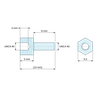 Disegno quotato 5 mm / 8 mm, Distanziatore esagonale filettato maschio/femmina in poliammide PA6.6 UL94-V2 UNC4-40 - chiave da 5,5 mm