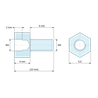 Disegno quotato 4 mm / 6 mm, Distanziatore esagonale filettato maschio/femmina ottone nichelato al piombo M3 - chiave da 5,5 mm