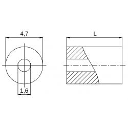 Entretoise lisse plastique polyamide PA6 Ø1,6x4,7mm pour vis M1,6