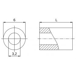 Entretoise lisse plastique polyamide renforcé Ø3,2x6mm pour vis M3