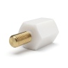 Distanziatore isolante esagonale filettato maschio/femmina in PA6 con inserto in ottone M3 - 7 mm chiave