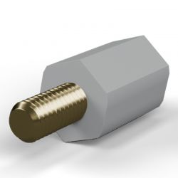 Entretoise isolante hexagonale filetée mâle/femelle plastique PA6.6 insert laiton M5 - 10 mm sur plats