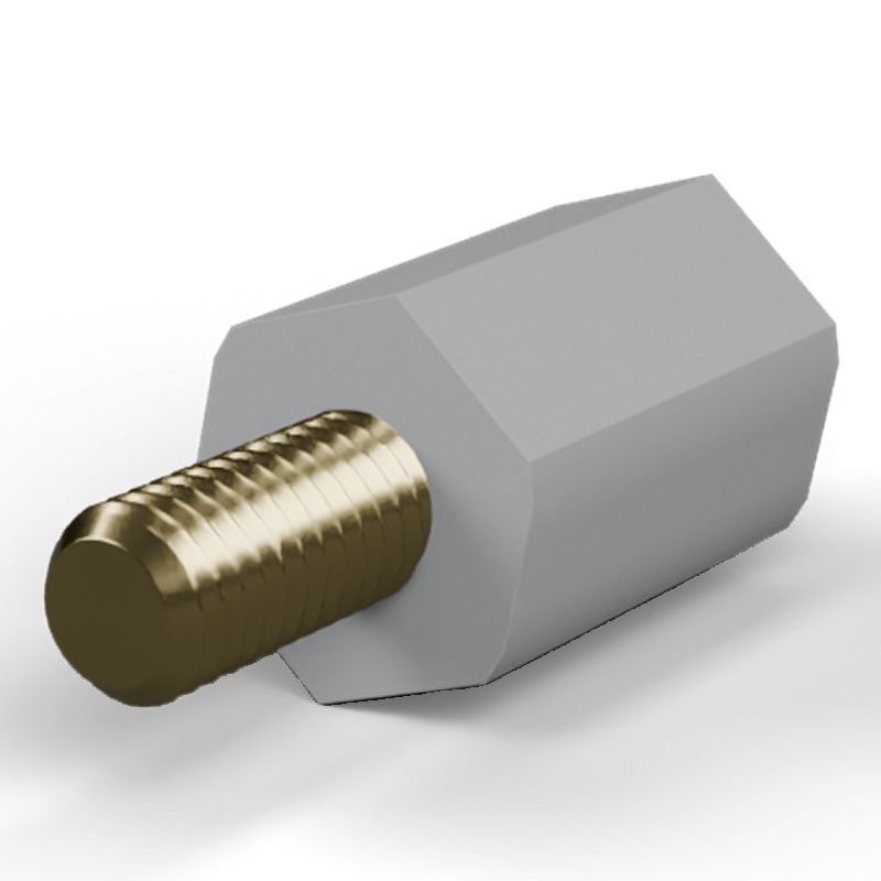 Entretoise isolante hexagonale filetée mâle/femelle plastique PA6.6 insert laiton M5 - 10 mm sur plats
