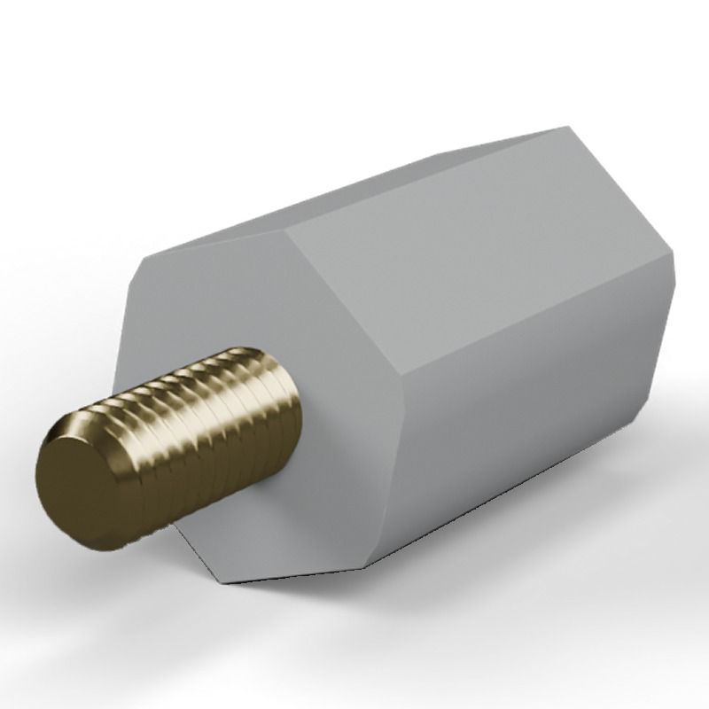 Entretoise isolante hexagonale filetée mâle/femelle plastique PA6.6 insert laiton M5 - 12,7 mm sur plats