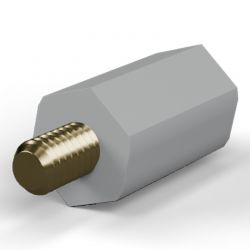 Entretoise isolante hexagonale filetée mâle/femelle plastique PA6.6 insert laiton M4 - 8,4 mm sur plats